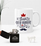 Resim Bk Gift Kişiye Özel Benim Kral Babam Benzinli Çakmak Ve Kupa Seti 