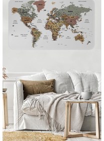 Resim Türkçe Eğitici Ülke Ve Başkent Detaylı Atlası Dünya Haritası Duvar Sticker -60x105-3852 - Renkli Çok Renkli 