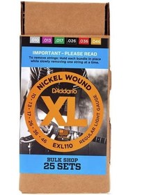 Resim D'Addario EXL110-B25 XL Nickel Elektro Gitar Teli - Regular Light (10-46) (25'li Paket) 