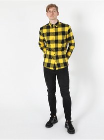 Resim Colin’s Regular Fit Erkek Sarı Ekose Desenli Uzun Kollu Gömlek 