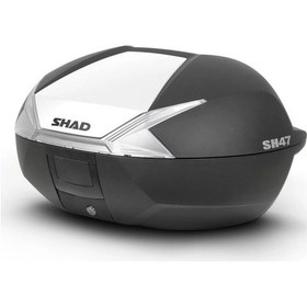 Resim Motosiklet Kurye Arka Top Case Çanta Beyaz Kapak Kilitli Shad Motor Çantası Bagaj Hacim 47 Lt Çok Renkli 