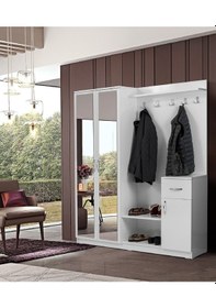 Resim Moderniyamobilya Flora Iki Kapılı Beyaz Portmanto Ayakkabılık 