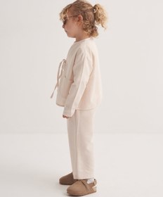 Resim Unisex Çocuk Dökümlü Pamuklu Beli Lastikli Pantolon Kemik - 1-2 Yaş 