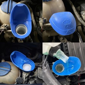 Resim Araba Cam Yıkama Sıvısı Depolama Kabı Dolum Kapağı Huni ile - Dayanıklı Plastik, Çoğu Araçla Uyumlu, 4.6cm-5.0cm Boyut, Kolay Kurulum 