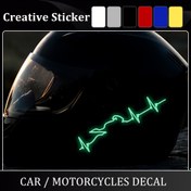 Resim Motosiklet Parlayan Çıkartmalar Kalp Atışı Çıkartması Kalp Elektrokardiyogram Amblemi Motosiklet Kask Dekorasyon Aksesuarları 