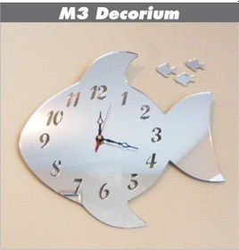 Resim M3 Decorium Balıklar Dekoratif Ayna Saat Beyaz 