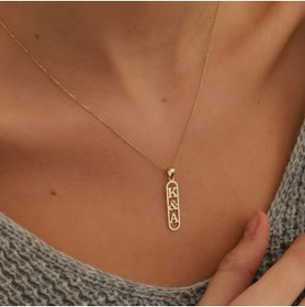 Resim VeraDesignGold 14 Ayar Altın Kişiye Özel Isimli Kolye, Sonsuzluk Ve Harfli Kolye, Sevgili Kolyesi 