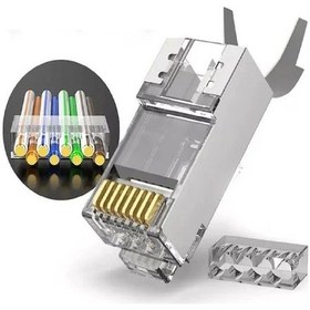 Resim Speeduf Cat7 Metal Konnektör Rj45 Cat7 Jack + Kablo Ayraç 50lik Paket 