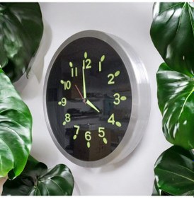 Resim Fosforlu Karanlıkta Parlayan Kabartma Rakam Metal Duvar Saati Çap 30 Cm Siyah Siyah 