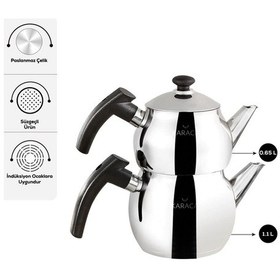 Resim Karaca Adelya İndüksiyon Tabanlı Mini Boy Siyah Çaydanlık Takımı 