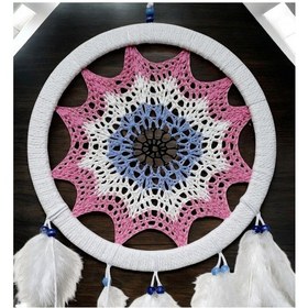 Resim Pembe Nazar Motifli Kuş Tüylü Duvar Süsü 