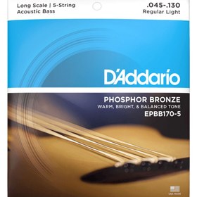 Resim D'Addario Phosphor Bronze 5 Telli Akustik Bas Gitar Teli (45-130) 