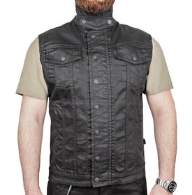 Resim TheBikerJeans Black İron Vest Kot Motosiklet Yeleği 