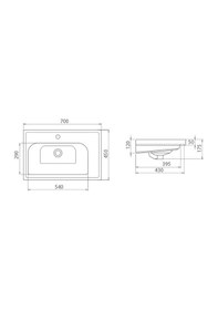 Resim Turkuaz Seramik Cerastyle Frame Lavabo 70CM Damlalıklı Sifonsuz 