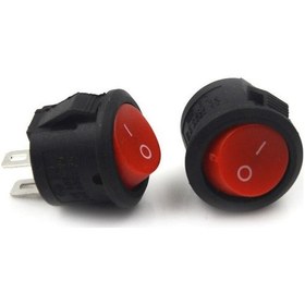 Resim Yuvarlak 2 Pin Anahtar Rocker Switch Mini Buton Kırmızı Aç 