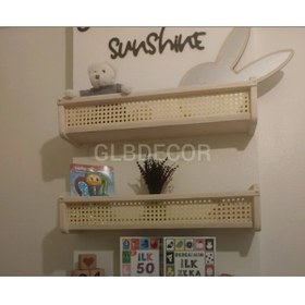 Resim Ahşap Hazeran Duvar Rafı Çocuk Odası Montessori Kitaplık Raf 