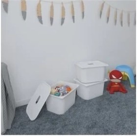 Resim Pratico 3 Adet Beyaz Derin Kapaklı Oyuncak Sepeti 3DS3K 