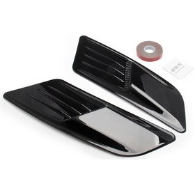 Resim 2 Adet Araba Dekoratif Hava Akışı Emme Kepçe Kaput Yan Çamurluk Havalandırma Davlumbaz Seti Ford Mustang 2015-2017, Parlak Siyah 