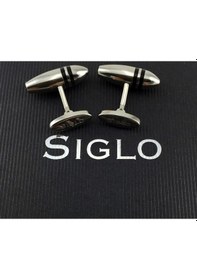 Resim Siglo Siyah Çizgili Model Kol Düğmesi 