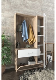 Resim AE-3042 Reina Aynalı Delüx Vestiyer Ayakkabılık Portmanto Takımı Sonoma 