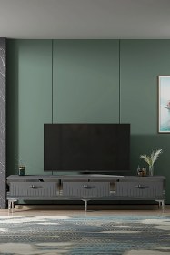 Resim Tsa1802as - Tuna Tv Stand, Tv Sehpası Antrasit-sılver 180cm Antrasit 