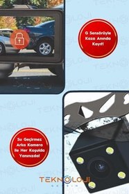 Resim Araç İçi Kamera 4'' Lcd Ekran 3 Kameralı 170° Geniş Açı 1080p G-Sensör Gece Görüşlü Uyumlu Yol Kayıt 