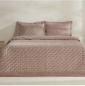 Resim Karaca Home Gilda Çift Kişilik Yatak Örtüsü Seti Pudra Pudra 