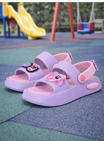 Resim Wordex Twg 4505 Süs Detaylı Çocuk Park Bahçe Plaj Sahil Yazlık Sandalet Terlik Lila - Pembe 