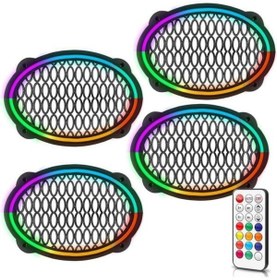 Resim BTL OTOMOTİV Midrange Kapağı Neon Pixel Ledli Animasyonlu Kumandalı Oval 4 Adet 