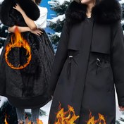 Resim Kadın Ceketi için Sonbahar/Kış Parkası, Çıkarılabilir Polar İç Şeritli, Kapüşonlu ve İpli 