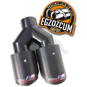 Resim 90 mm Full Karbon Içi Krom Akrapoviç Msport Çiftli Sol Egzoz Eksoz Ucu 