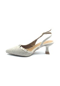 Resim Feles Hasır Zımba Detaylı Arkası Açık Stiletto Kadın Topuklu Ayakkabı Ten 