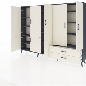 Resim Arges Dolap 12 Raflı 2 Çekmeceli 7 Kapaklı 220x30x163 Antrasit-ay Antrasit-aytaşı 