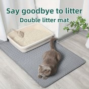 Resim 1 adet kedi kum pedi, büyük boy yüksek kaliteli çift katmanlı petek tasarımı kedi kum koruma pedleri, kolay temizlenebilir, koku kontrolü, halı uyumlu, evcil hayvan tuvaleti için uygun 