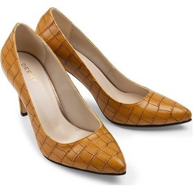 Resim Deery Sarı Kroko Stiletto Kadın Topuklu Ayakkabı - 02029zsrım05 Sarı 