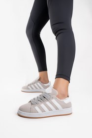 Resim Blyss Kadın Günlük Taş Gri Süet Spor Ayakkabı Sneaker 
