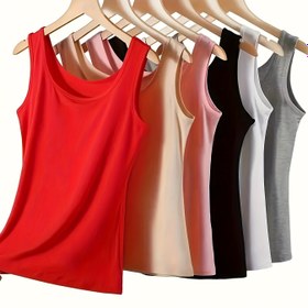 Resim Kadınlar için 6 Parça Sonbahar ve Kış Artı Boyutlu Tank Topları Seti, Çok Yönlü Kolsuz Crop Top İç Giyim 
