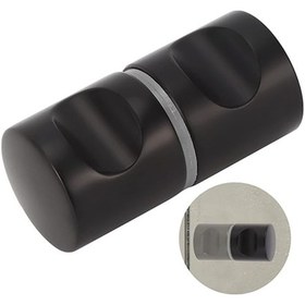 Resim Siyah Alüminyum Alaşımlı Duş Kapısı Topuzu, Duş Kapısı Kolu, Yuvarlak Kapı Kolu, Ev İçin Duş Kapısı Kolu 