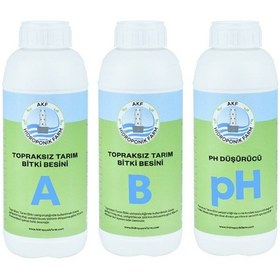 Resim Topraksız Tarım Bitki Besini Ve Ph Düşürücü 1 Lt A 1 Lt B Ve 1 Lt Ph Düşürücü 1 