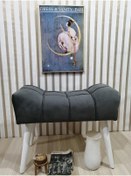 Resim Arkın Puf Ahşap Beyaz Ayak Antrasit Gri ,spor Modern Tasarım Çima Dikiş 