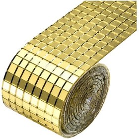 Resim Dekor Bant Yapışkanlı Şık Altun Renk Aynalı Mozaik Taşlı 4cm X 1m Uzunluğunda Dekor Bandı 