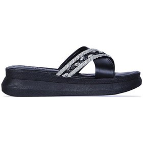 Resim Ayakcenter By7 Ayışığı Siyah Taşlı Kadın Düz Terlik Siyah 