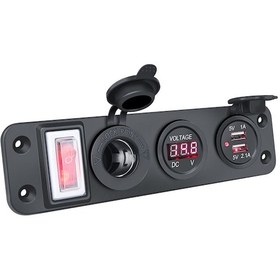 Resim Yuntech01 Araba Gemi Usb Şarj Paneli 3 Lü Anahtar 3.1a Çift Usb Kırmızı Voltmetre Ve Alıcı Dizaynı 
