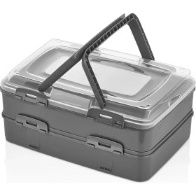 Resim 2 Katlı Borcam Saklama Taşıma Kabı Kek Börek Parta Taşıma Kabı Piknik Kamp Taşıma Kabı 