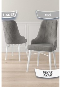 Resim Canisa Neta Serisi, 1.sınıf Babyface Kumaş Sandalye, Beyaz Gürgen Ayak, 1 Adet Gri Sandalye Sandalye Gri Ayakları Beyaz 