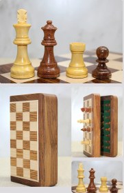 Resim Özel Vernikli Mıknatıs Taşlı Ahşap Katlanabilir Kutulu Satranç Oyunu 17.5 Cm - 9075077749207rx8 