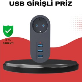 Resim Isıya Dayanıklı 3 USB Portlu Güvenlikli Priz – Akıllı Enerji Yönetimi Nemere 