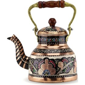 Resim Gül Çiçek İşlemeli Bakır Bitki Cayı Demligi 2 Lt Bakır 