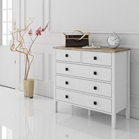 Resim Wood'n Love Venezia 5 Çekmeceli Şifonyer Ahşap Ayaklı - Minifiks - Atlantik Çam Wood Beyaz 