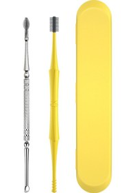 Resim Vkemall Paslanmaz Çelik Yetişkin Kulak Temizleme Çubuğu, 2 Adet Sarı + Gümüş Renkli Set 